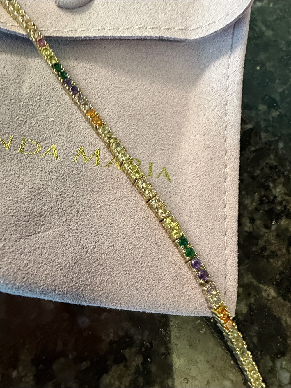 Melinda Maria Multicolor Crystal Tennis Bracelet. - Picture 2 of 4